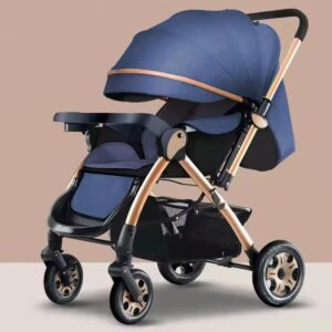0-4 Years Toddler Stroller, Reversible Handle, Jogger Trolley with Large Storage Basket for 0-4 Years Old Babies, Newborn Blue
