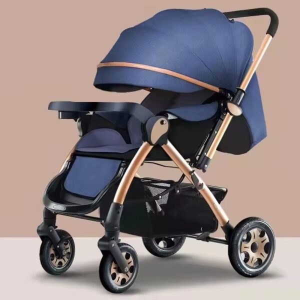 0-4 Years Toddler Stroller, Reversible Handle, Jogger Trolley with Large Storage Basket for 0-4 Years Old Babies, Newborn Blue