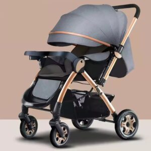 0-4 Years Toddler Stroller, Reversible Handle, Jogger Trolley with Large Storage Basket for 0-4 Years Old Babies, Newborn Grey