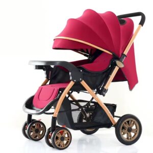 Hot Sale Baby 0-3 Years Old Travel Luxury Steel Frame Light Weight Push Folding Baby Stroller wine red