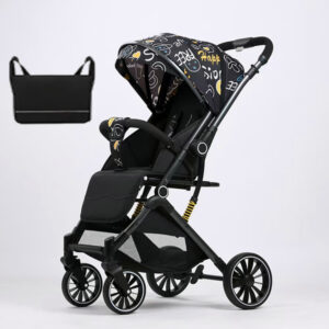 Four Wheels Portable Baby Stroller Two Way Push Baby Pram dotted