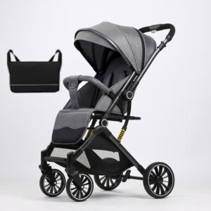 Four Wheels Portable Baby Stroller Two Way Push Baby Pram grey
