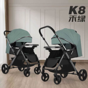 Travel System Baby Stroller Pram Two-Way Directions Baby Carrier green